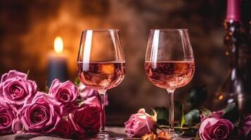 bicchieri di rosa vino. illustrazione ai generativo foto