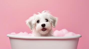 carino poco cucciolo nel bagno. illustrazione ai generativo foto
