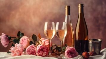 bicchieri di rosa vino. illustrazione ai generativo foto