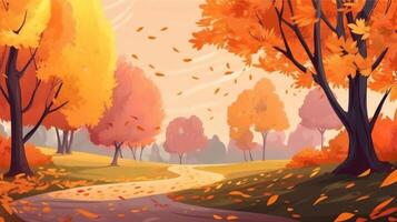 autunno caduta le foglie sfondo. illustrazione ai generativo foto