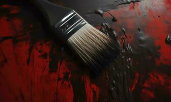 Usato dipingere spazzole e dipingere sfondo con blu e rosso colpi, creare ai foto