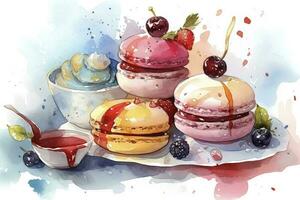 acquerello illustrazione di un' dolce dolce, creare ai foto