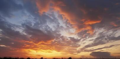 panoramico sera cielo e nuvole nel il mattina sfondo generativo ai foto