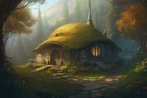 concetto arte illustrazione di Hobbit Casa, creare ai foto