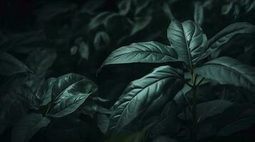 astratto buio verde superficie di le foglie naturale floreale sfondo, creare ai foto