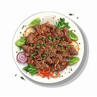 Bulgogi coreano cibo con Manzo controfiletto. ai generato foto