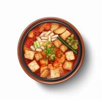 morbido tofu stufato coreano cibo a partire dal soia. ai generato foto