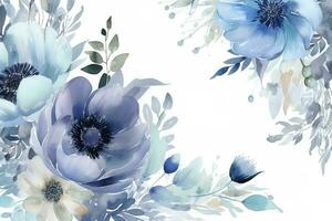 acquerello blu floreale sfondo generativo arte foto