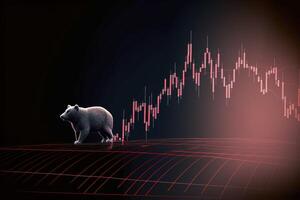 azione orso mercato rosso verso il basso tendenza grafici su il investimento commercio pessimista aspettative, generativo ai. foto