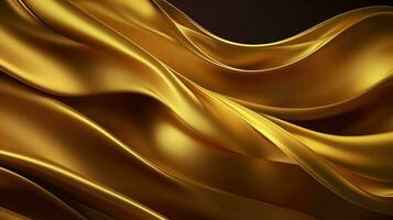 astratto sfondo con 3d onda luminosa oro e viola pendenza seta tessuto, un astratto Immagine di un' brillantemente colorato tessuto, nel il stile di buio arancia e leggero oro, creare ai foto