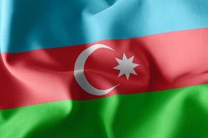 3D rendering illustrazione bandiera dell'Azerbaigian sventolare sullo sfondo della bandiera del vento foto