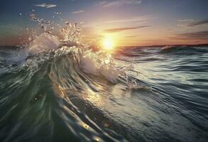 schizzi, hd, acqua, tramonto, acqua spruzzata, acqua gocce, acqua, tramonto, acqua gocciolare,, nel il stile di bokeh panorama, creare ai foto