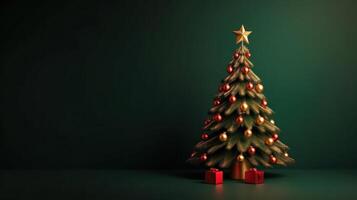 minimalista Natale sfondo con Natale albero. illustrazione ai generativo foto
