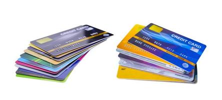 carta di credito su sfondo bianco foto