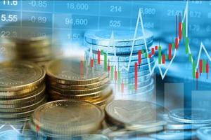 mercato azionario investimento trading moneta finanziaria e grafico grafico o forex per analizzare il fondo dei dati di tendenza di affari finanza profitto