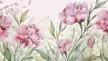 contento La madre di giorno sfondo vettore. acquerello floreale sfondo design con rosa garofano fiori, le foglie. La madre di giorno concetto illustrazione design per coperchio, banne , creare ai foto