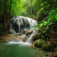 cascata nel giungla tropicale foresta ai generato foto