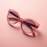 donne di moda occhiali da sole su un' rosa pastello sfondo ai generato foto