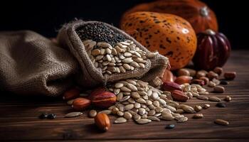 salutare merenda pila zucca, mandorla, girasole seme generato di ai foto