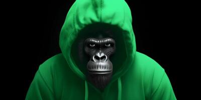 bodybuilder gorilla nel Palestra con felpa con cappuccio ai generato foto