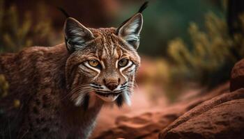 Bengala tigre fissando, a strisce bellezza nel natura generato di ai foto