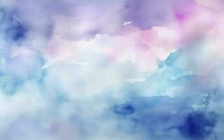 un' bellissimo acquerello astratto sfondo con blu, viola, e rosa, nel il stile di realistico blu cieli, cielo blu e bianca, leggero grigio e cielo blu, creare ai foto