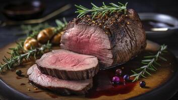 arrostito Manzo filetto di manzo carne generativo ai foto