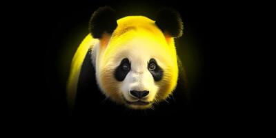 panda con giallo leggero dietro a su esso ai generato foto