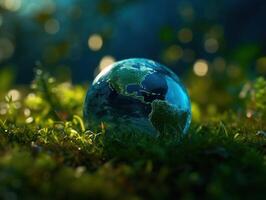 verde pianeta terra giorno natura protezione concetto creato con generativo ai tecnologia foto