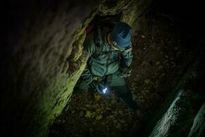 caucasico grotte esploratore foto