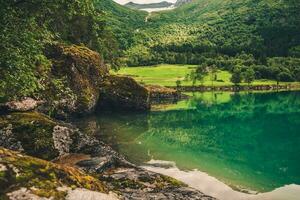 Visualizza di rurale la zona e lago nel Norvegia. foto