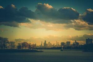 in ritardo autunno città di Chicago orizzonte foto