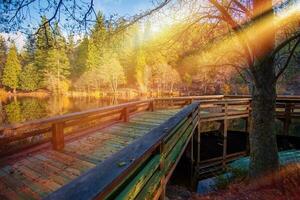 di legno lago ponte foto