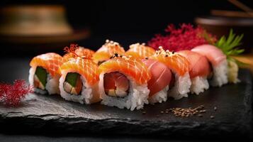 giapponese Sushi illustrazione ai generativo foto