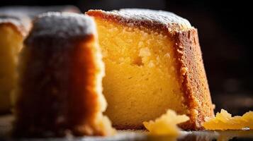 tradizionale vaniglia libbra torta con arancia estratto, illustrazione ai generativo foto