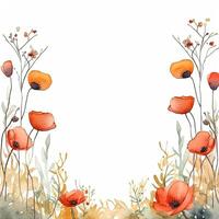 rosso acquerello papavero fiore telaio. illustrazione ai generativo foto