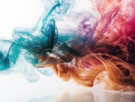 colorato Fumo isolato su bianca sfondo astratto sfondo per arte design creato con generativo ai tecnologia foto