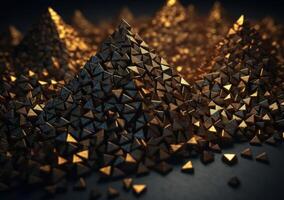 futuristico astratto d'oro piramide geometrico sfondo creato con generativo ai tecnologia foto