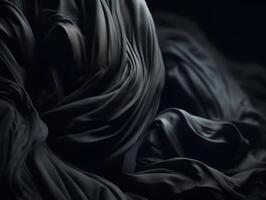 nero astratto sfondo lusso stoffa elegante tessuto per sfondo creato con generativo ai tecnologia. foto