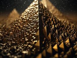 futuristico astratto d'oro piramide geometrico sfondo creato con generativo ai tecnologia foto