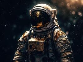 astronauta nel tuta spaziale contro il sfondo di il notte cielo creato con generativo ai tecnologia foto