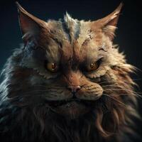 fantasia ritratto di un' rosso gatto con grande occhi creato con generativo ai tecnologia. foto