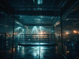 nel il combattente gabbia interno Visualizza di sport arena creato con generativo ai tecnologia. foto