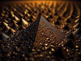 futuristico astratto d'oro piramide geometrico sfondo creato con generativo ai tecnologia foto