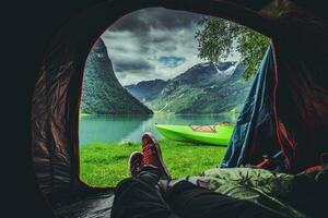 panoramico tenda individuare nel Norvegia foto