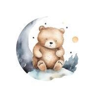 carino acquerello orso. illustrazione ai generativo foto
