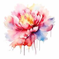 acquerello bellissimo peonia fiore. illustrazione ai generativo foto