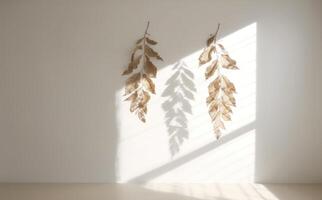 ombra struttura con bianca muri e alberi su un' bianca pavimento, illustrazione ai generativo foto