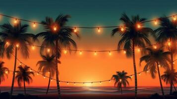 estate notte spiaggia festa sfondo. illustrazione ai generativo foto