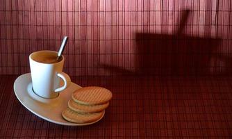 ritratto di natura morta di un caffè con i biscotti foto
